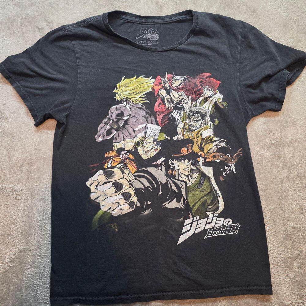 JoJo's Bizarre Adventure Shirt Mens XS Black Jotaro Dio Anime Graphic T-Shirt